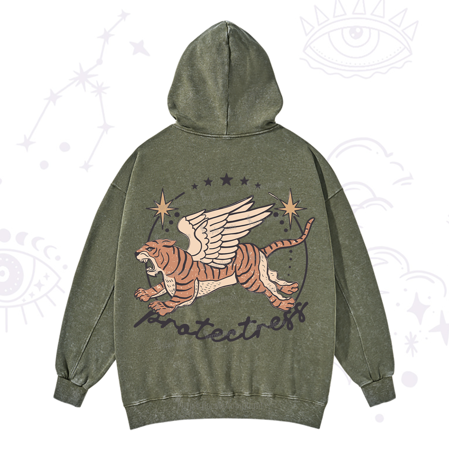 Purplehecate Protectress Washed Hoodie