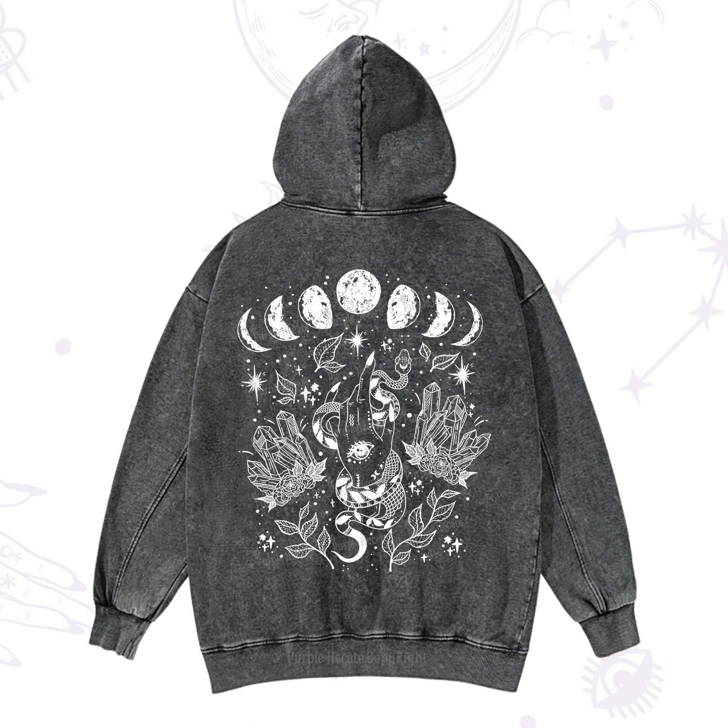 Purplehecate Reach For The Moon Washed Hoodie