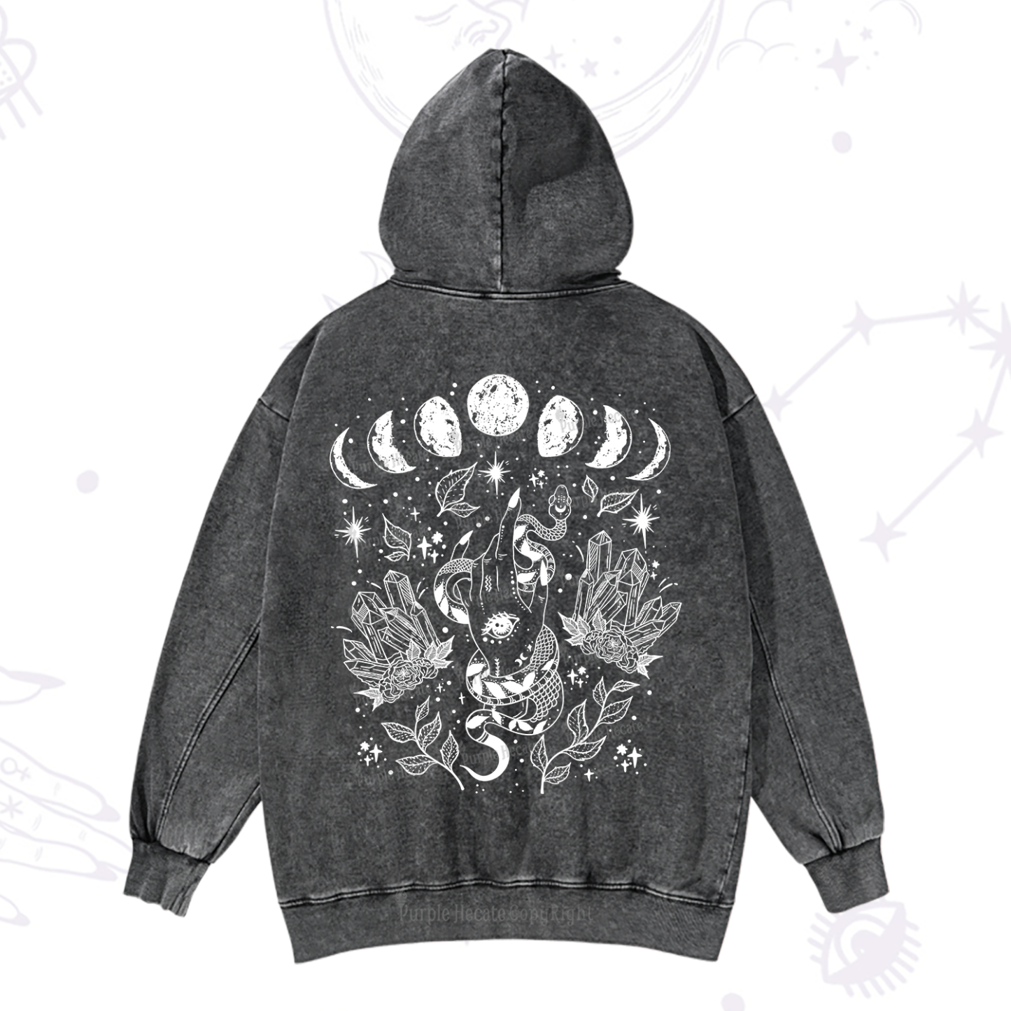 Purplehecate Reach For The Moon Washed Hoodie