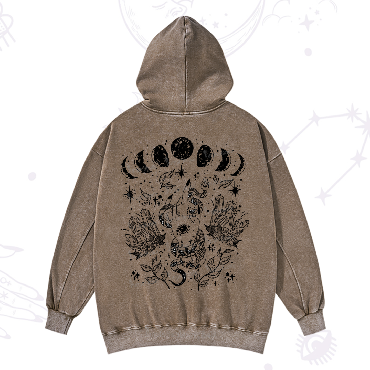 Purplehecate Reach For The Moon Washed Hoodie
