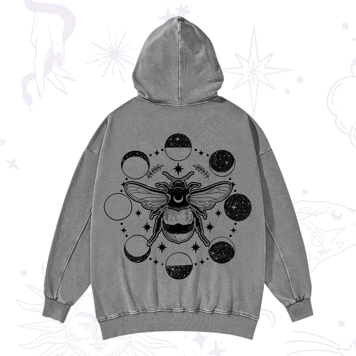 Purplehecate Moon Bee Washed Hoodie