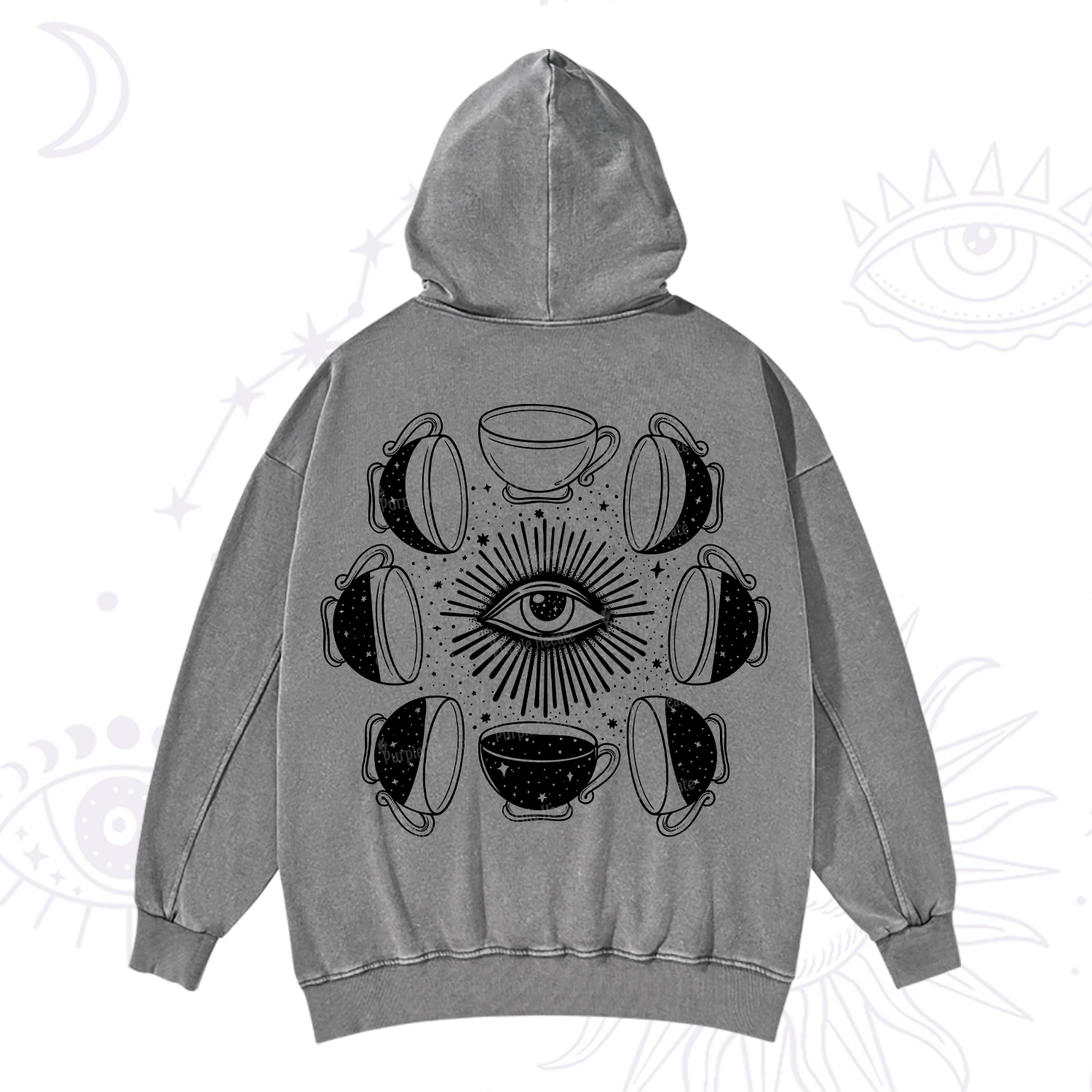 Purplehecate Moon Phase Coffee Washed Hoodie