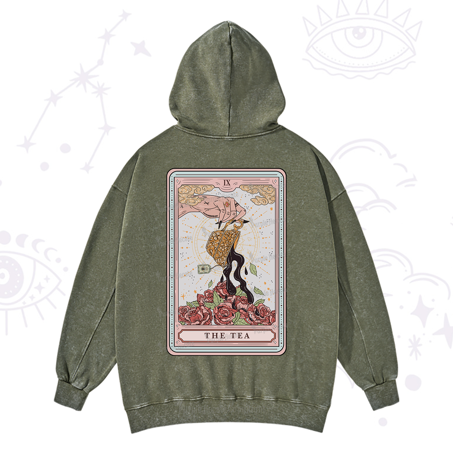 Purplehecate The Tea Food Tarot Washed Hoodie