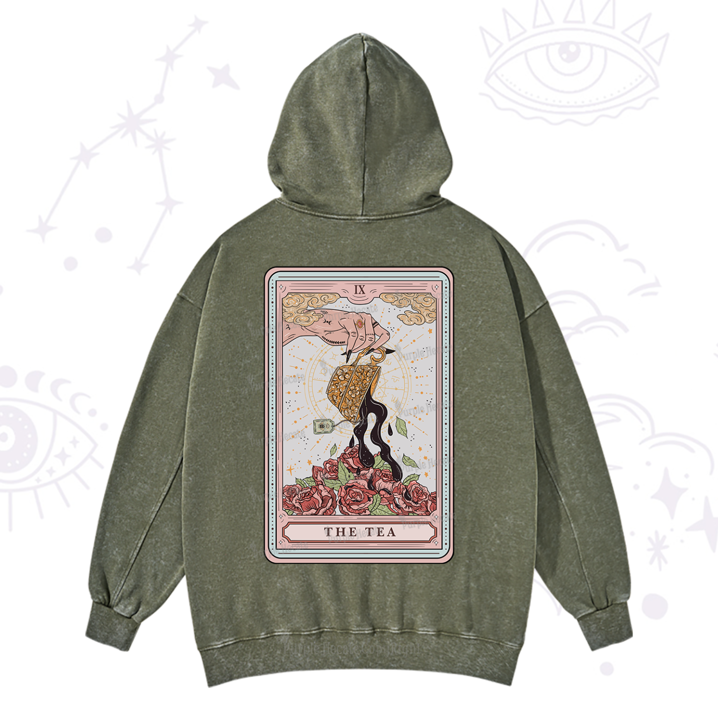 Purplehecate The Tea Food Tarot Washed Hoodie