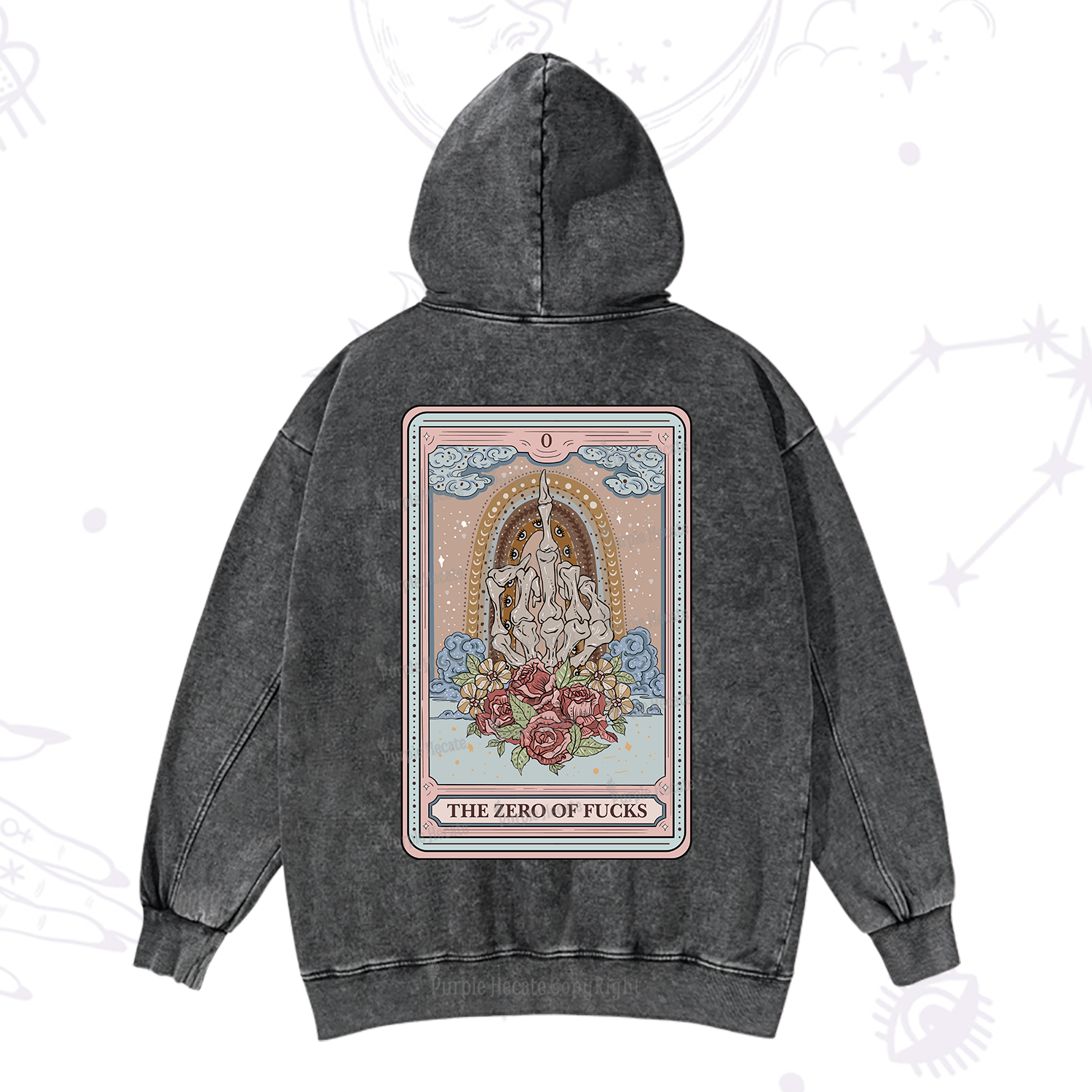 Purplehecate The Zero Of Fucks Tarot Washed Hoodie