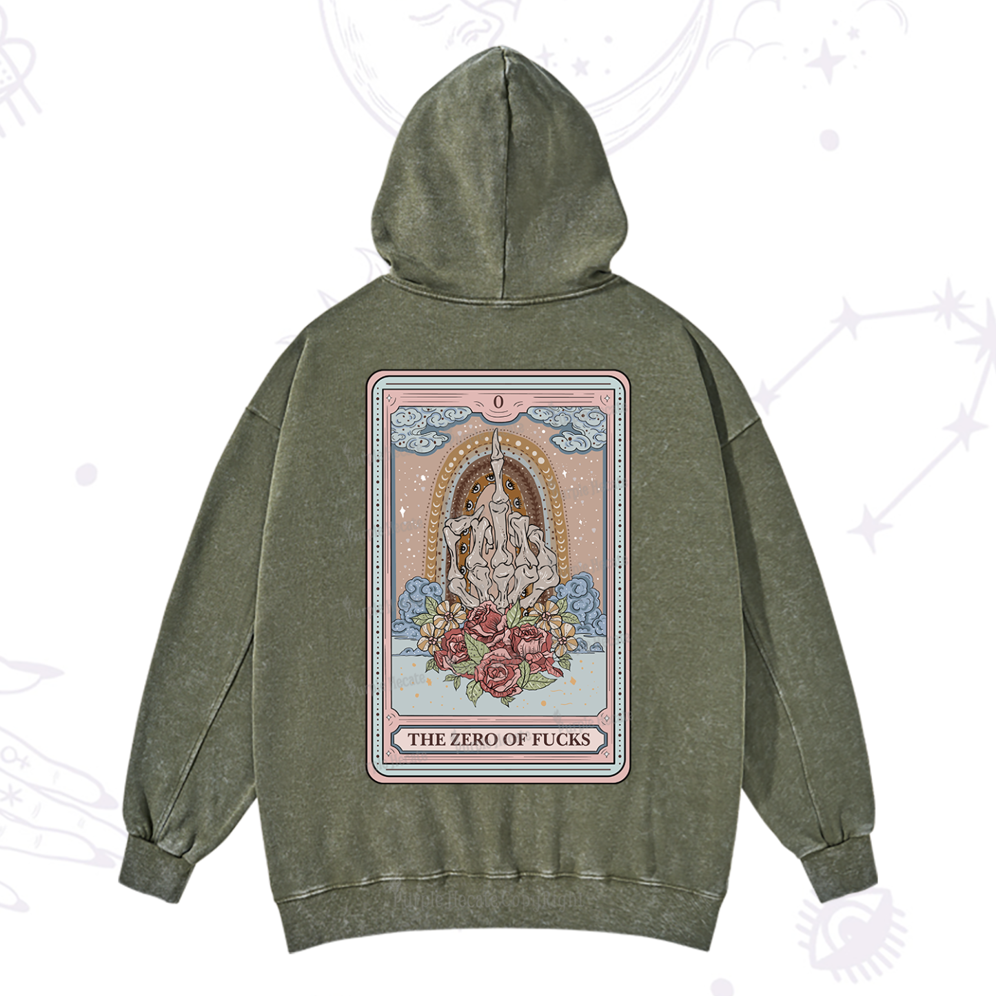 Purplehecate The Zero Of Fucks Tarot Washed Hoodie