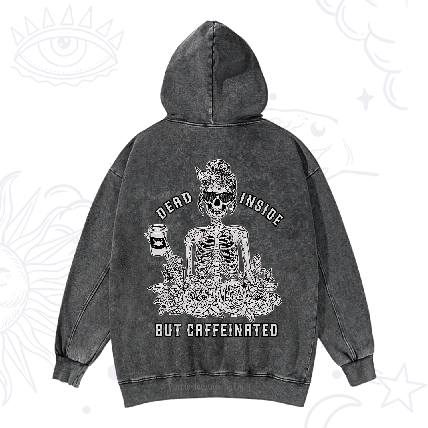 Purplehecate Dead Inside But Caffeinated Washed Hoodie
