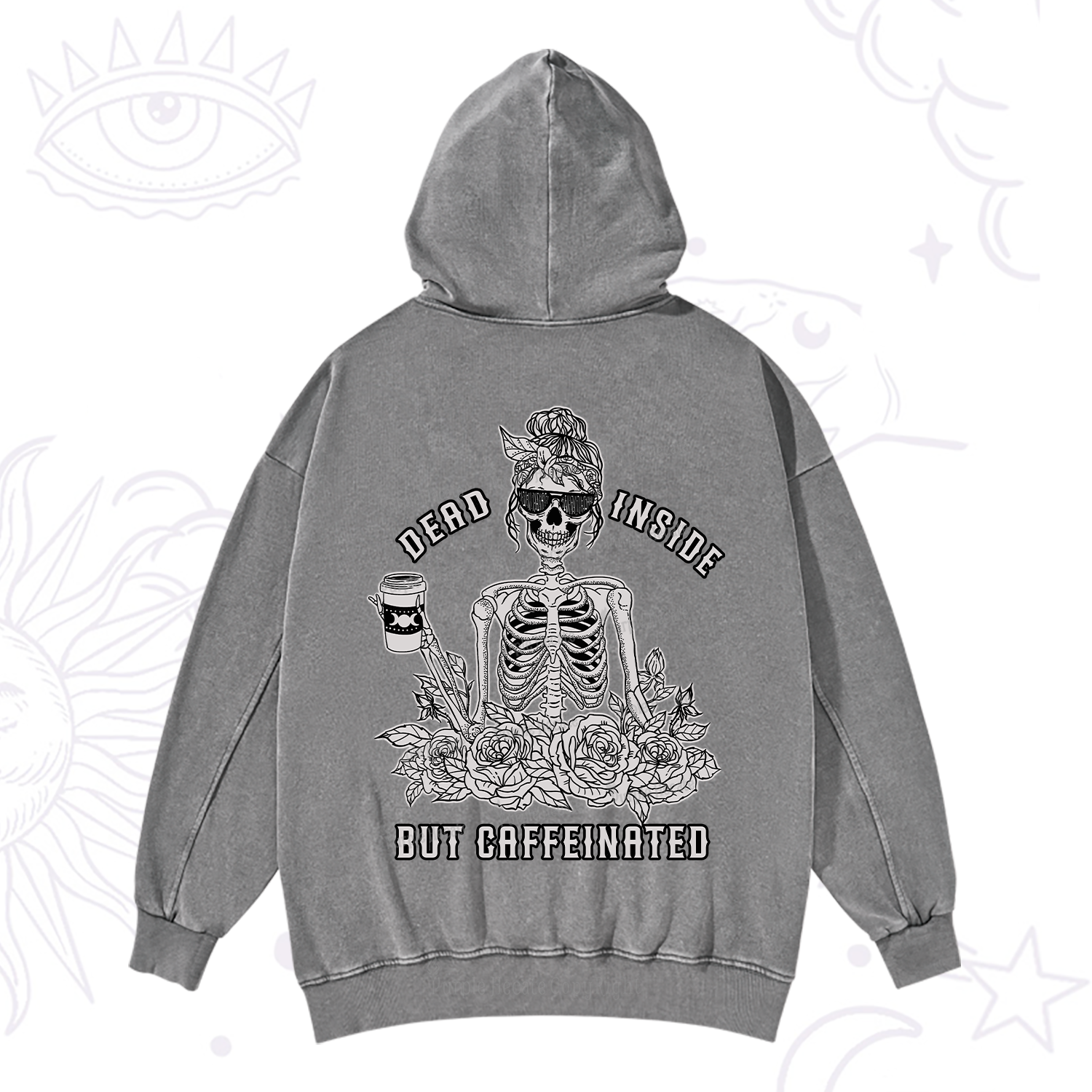 Purplehecate Dead Inside But Caffeinated Washed Hoodie