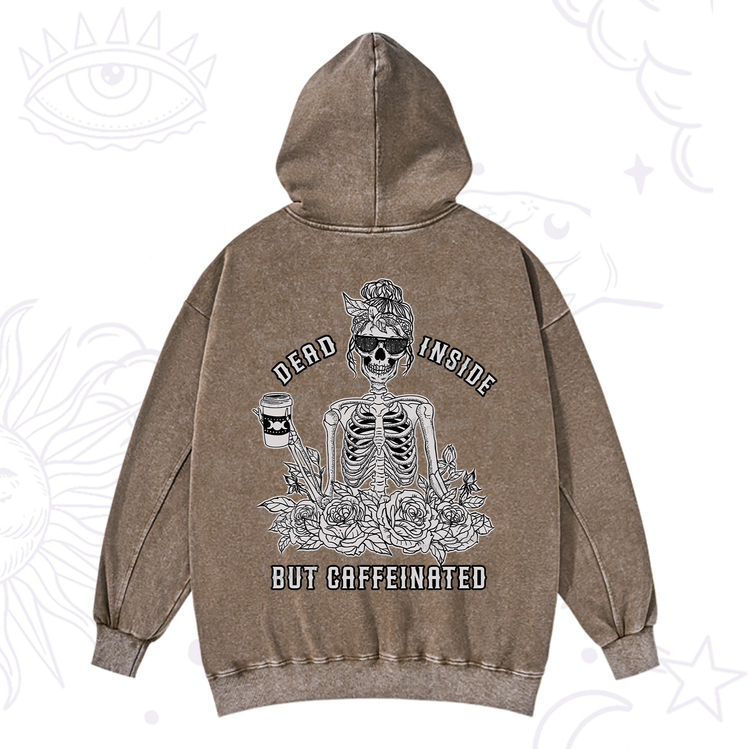 Purplehecate Dead Inside But Caffeinated Washed Hoodie