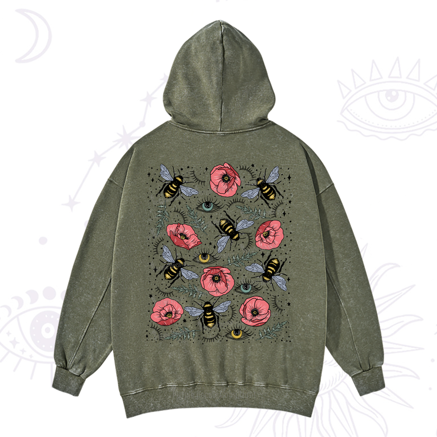 Purplehecate The Bee's Knees Washed Hoodie