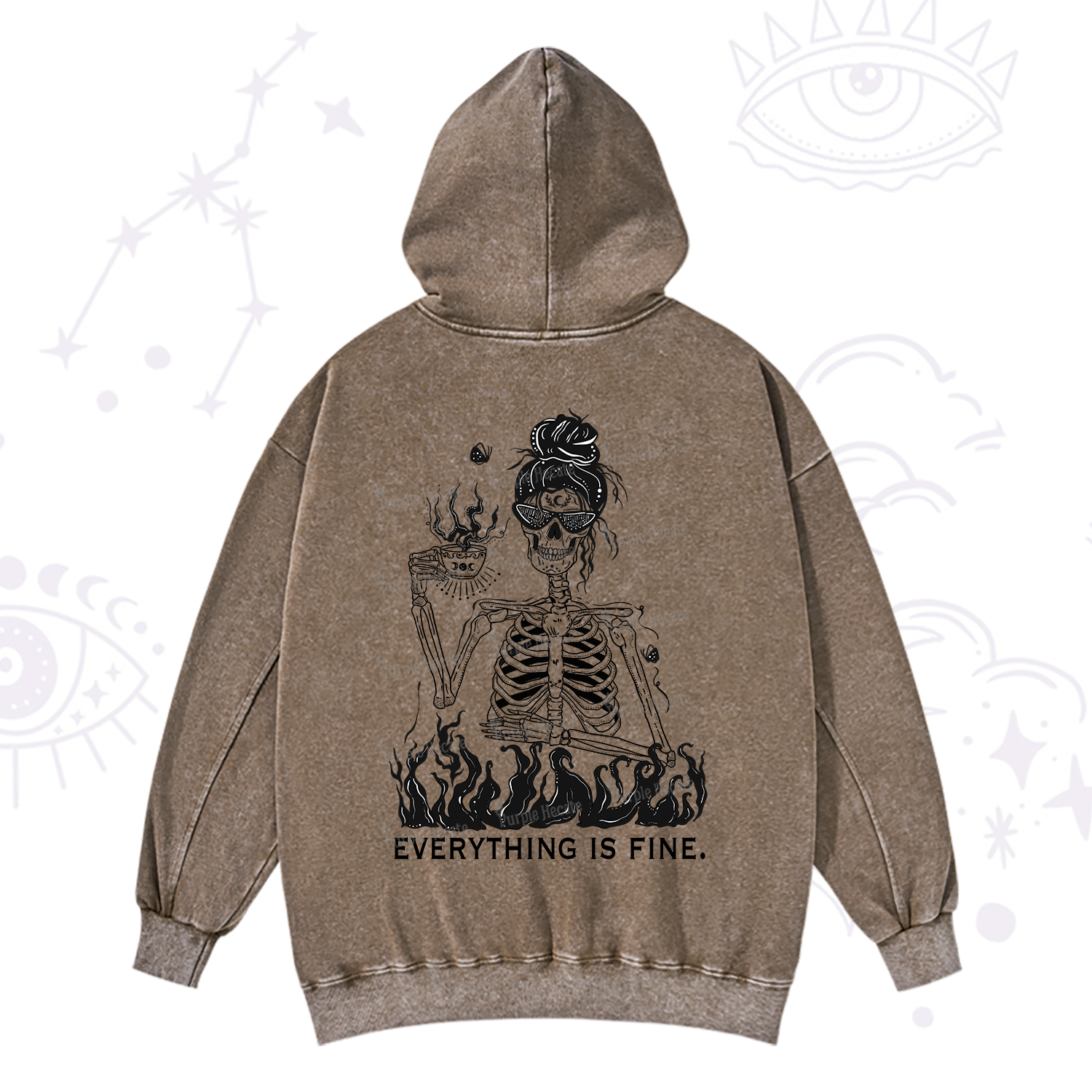 Purplehecate Everything Is Fine Washed Hoodie