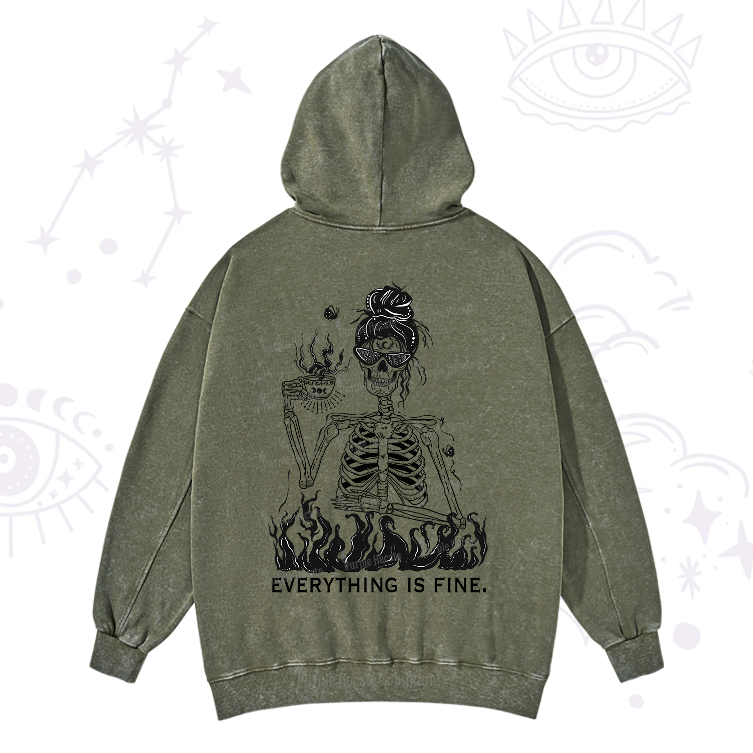Purplehecate Everything Is Fine Washed Hoodie