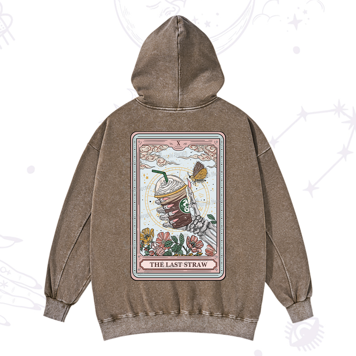 Purplehecate The Last Straw Tarot Washed Hoodie