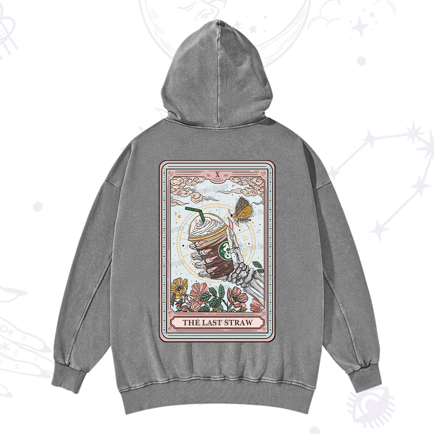 Purplehecate The Last Straw Tarot Washed Hoodie