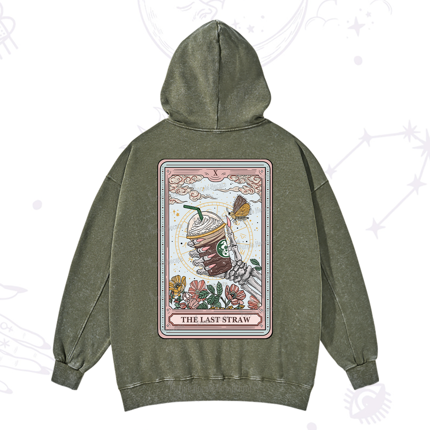 Purplehecate The Last Straw Tarot Washed Hoodie