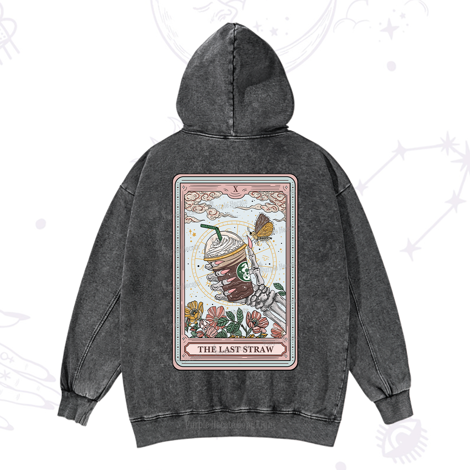 Purplehecate The Last Straw Tarot Washed Hoodie