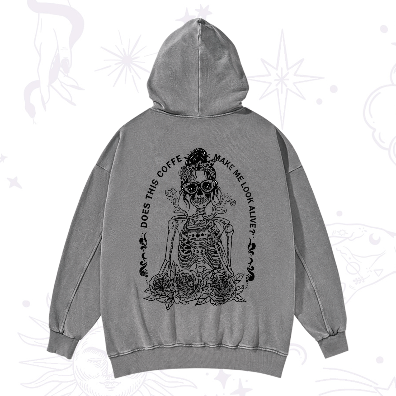Purplehecate Does This Coffee Make Me Look Alive Washed Hoodie