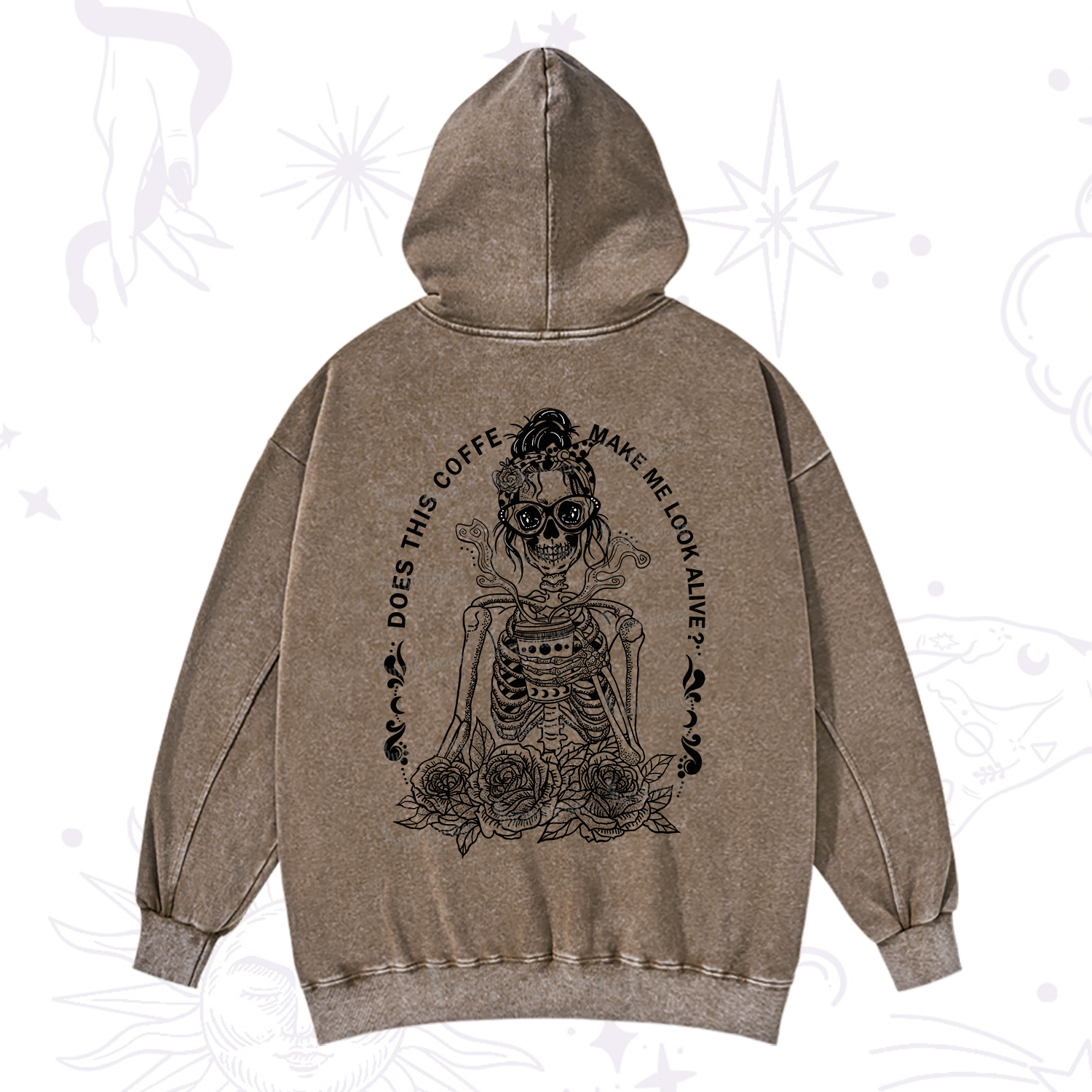 Purplehecate Does This Coffee Make Me Look Alive Washed Hoodie