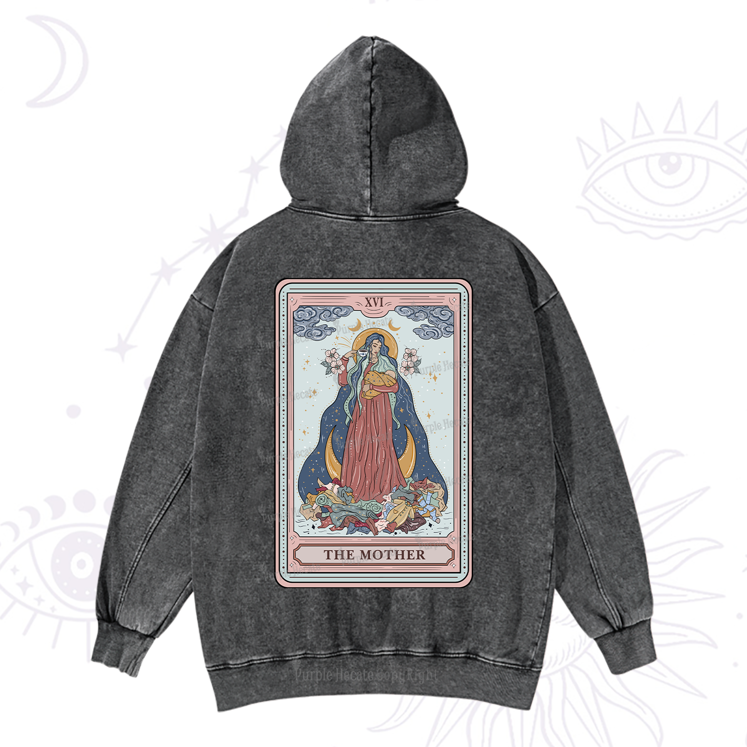 Purplehecate The Mother Tarot Washed Hoodie