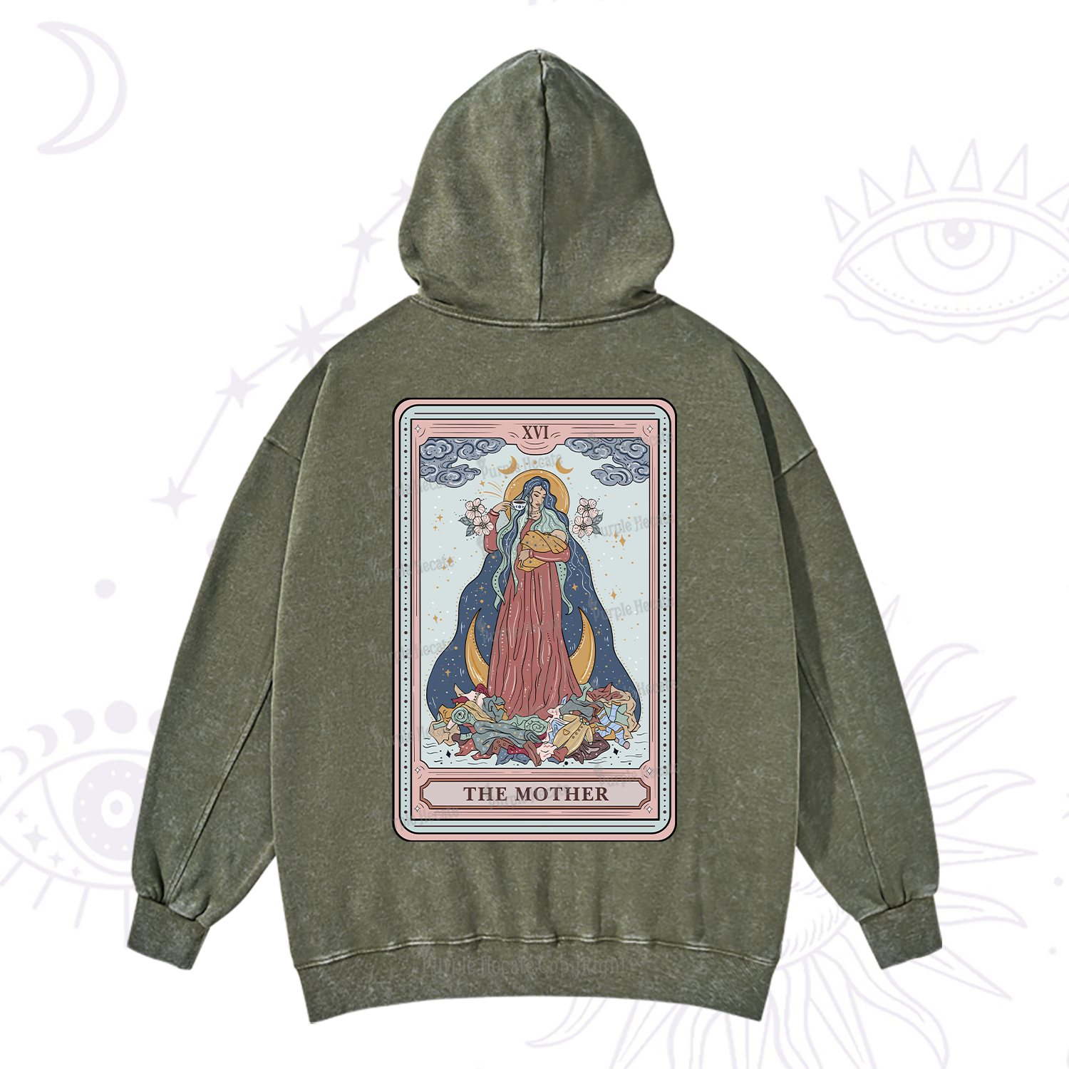 Purplehecate The Mother Tarot Washed Hoodie