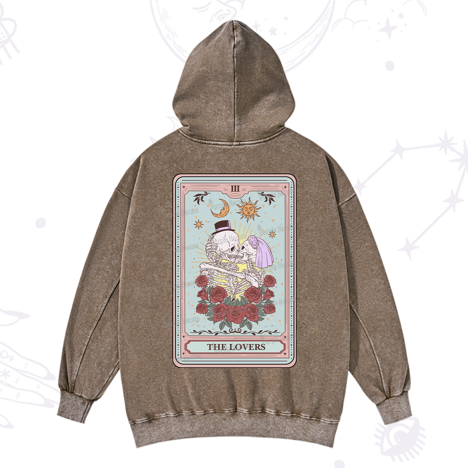 Purplehecate The Lovers Tarot Washed Hoodie