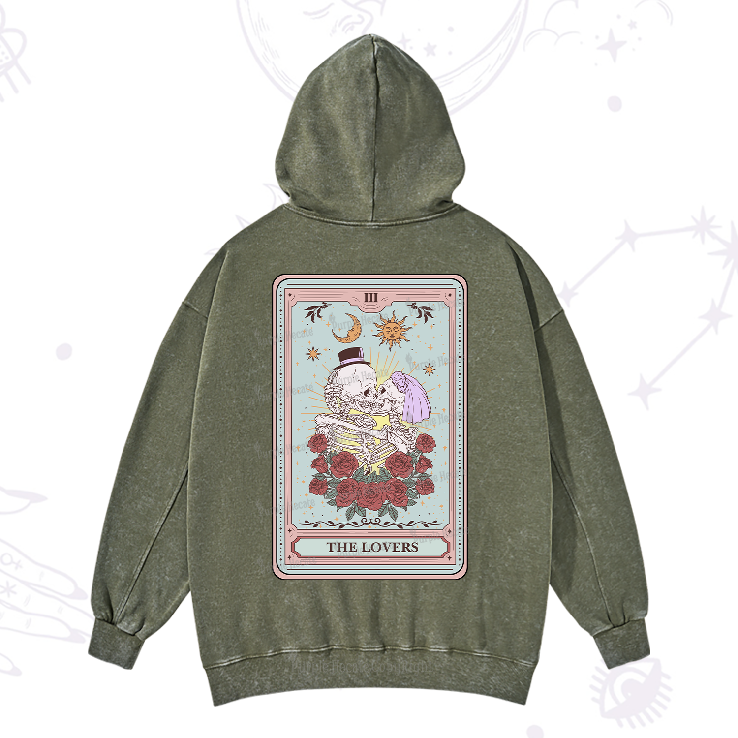 Purplehecate The Lovers Tarot Washed Hoodie