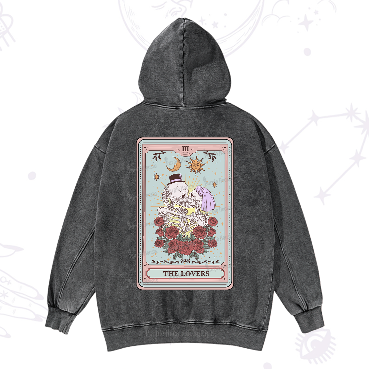 Purplehecate The Lovers Tarot Washed Hoodie