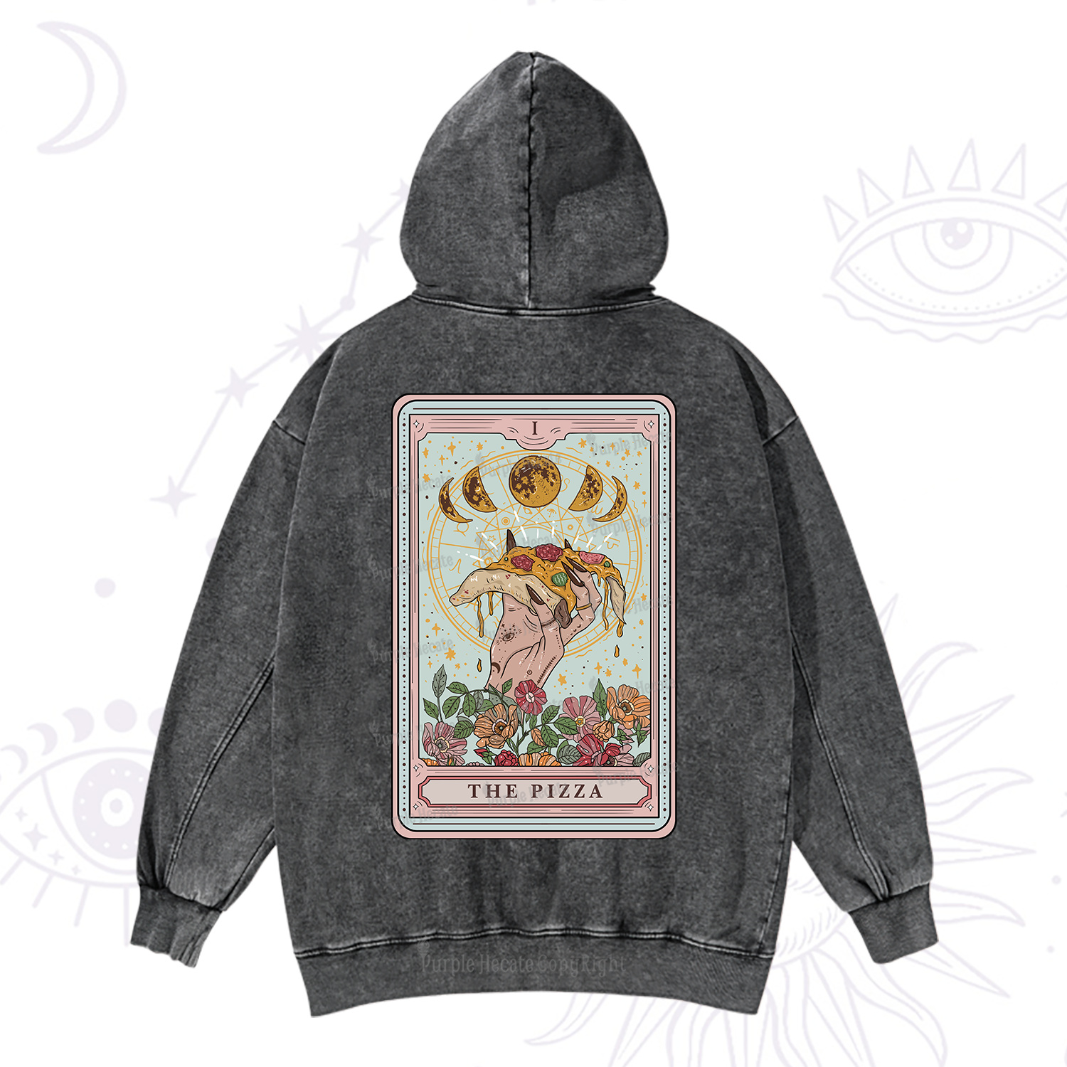 Purplehecate The Pizza Tarot Washed Hoodie