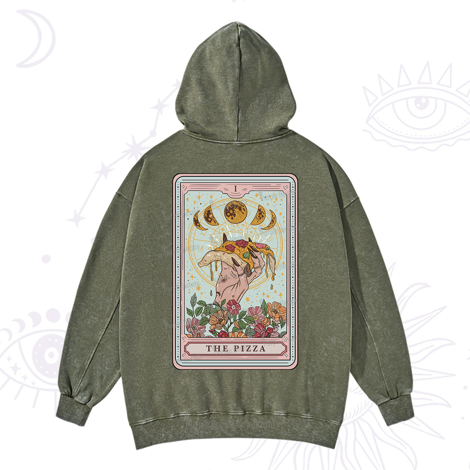 Purplehecate The Pizza Tarot Washed Hoodie