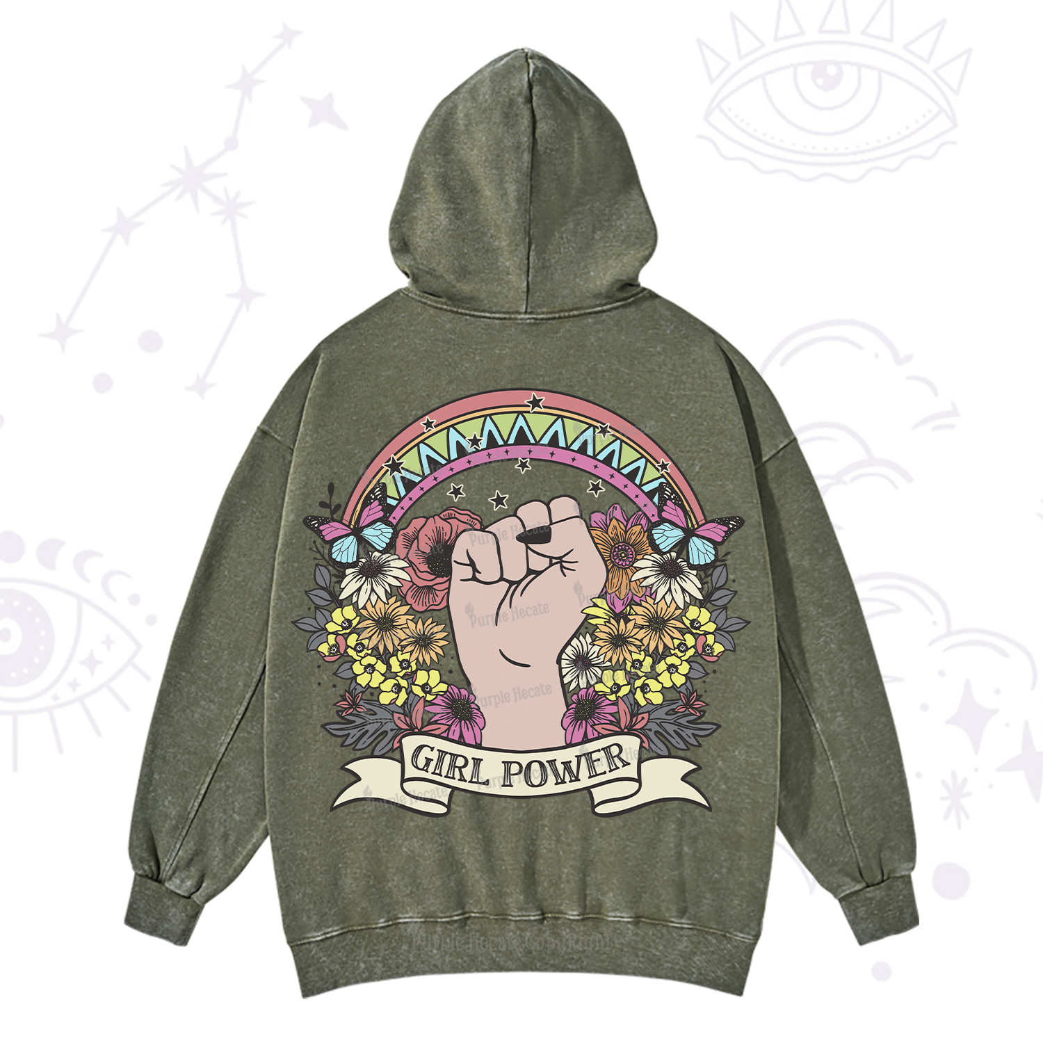 Purplehecate Girl Power Washed Hoodie