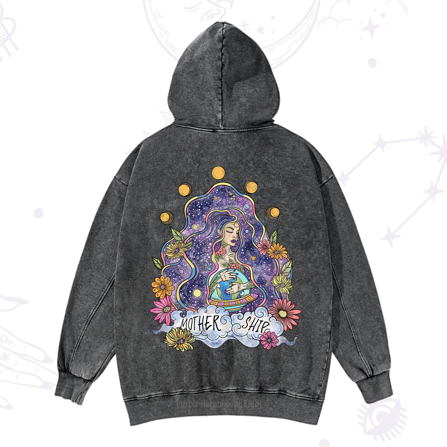 Purplehecate Mother Ship Washed Hoodie