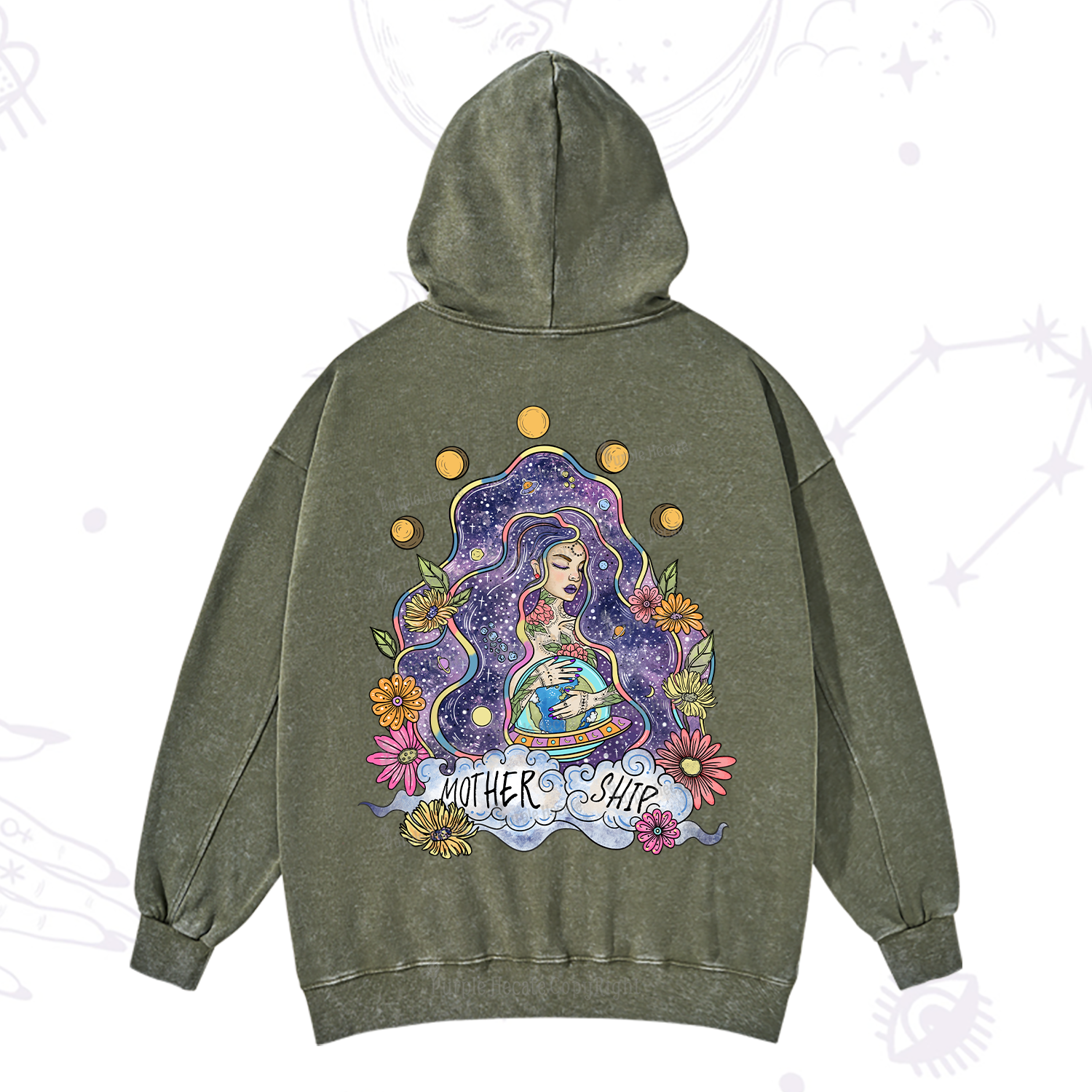 Purplehecate Mother Ship Washed Hoodie