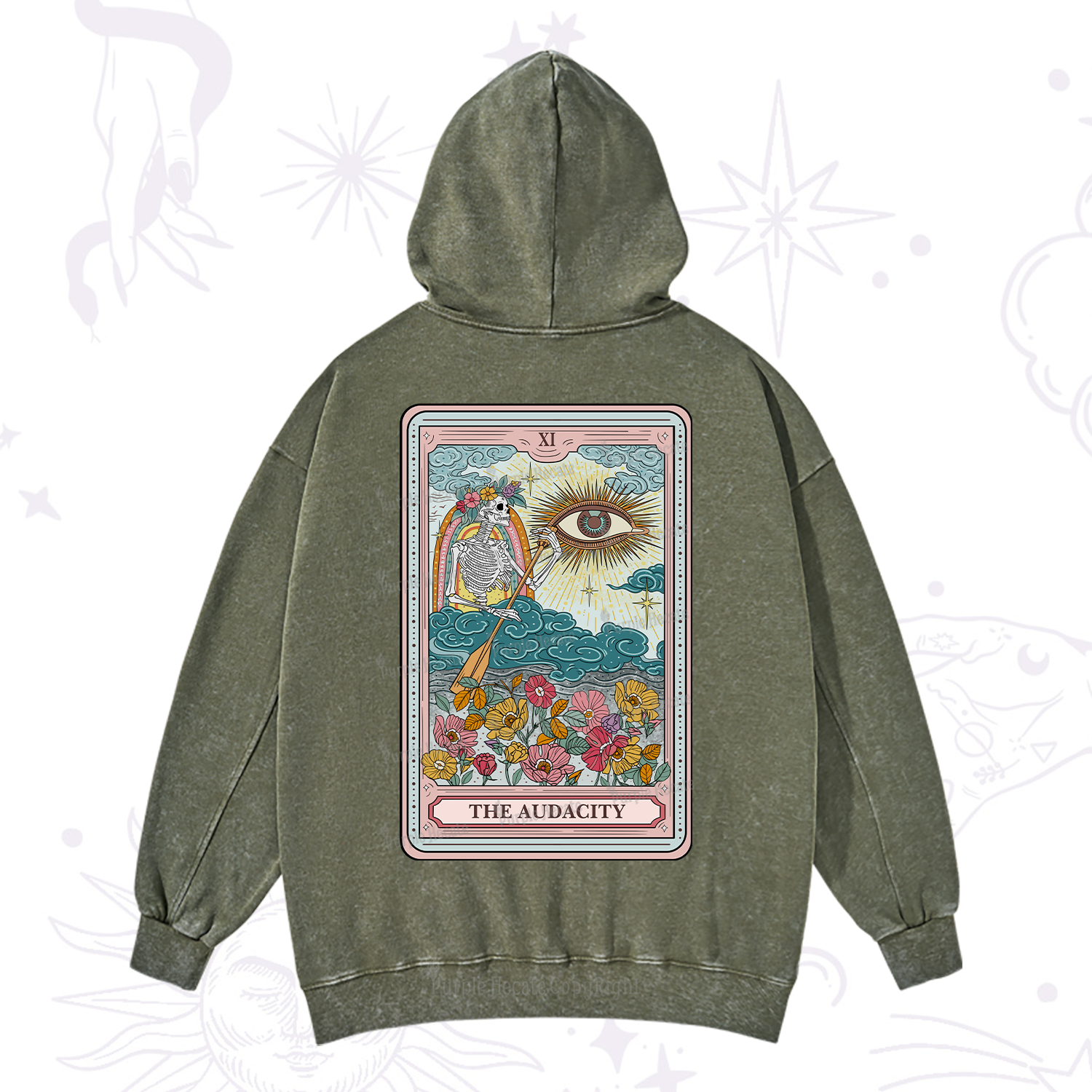 Purplehecate The Audacity Tarot Washed Hoodie