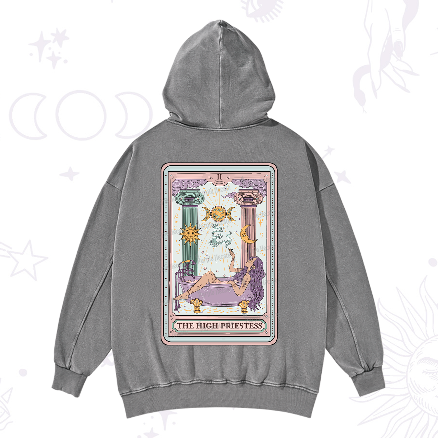 Purplehecate The High Priestess Tarot Washed Hoodie