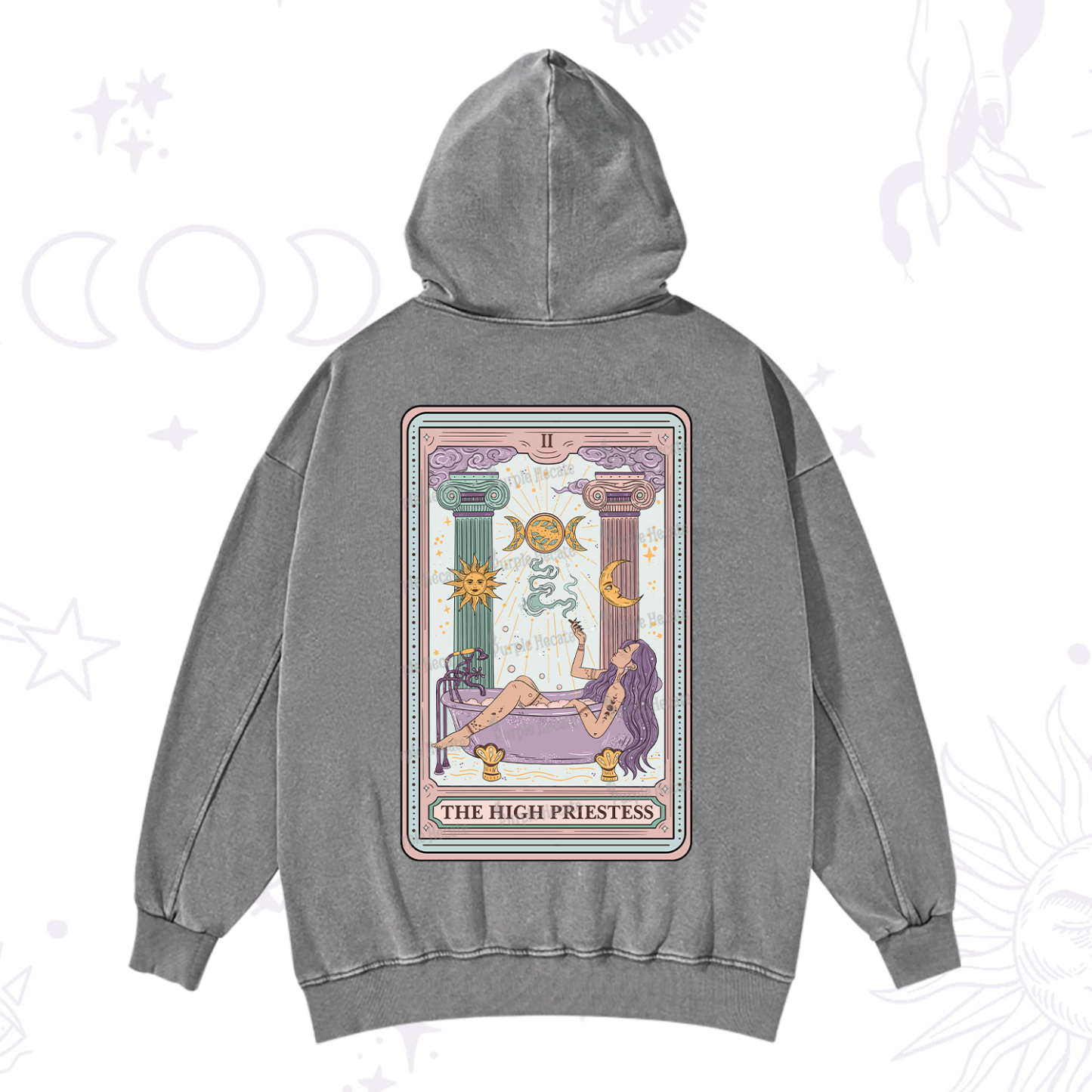 Purplehecate The High Priestess Tarot Washed Hoodie