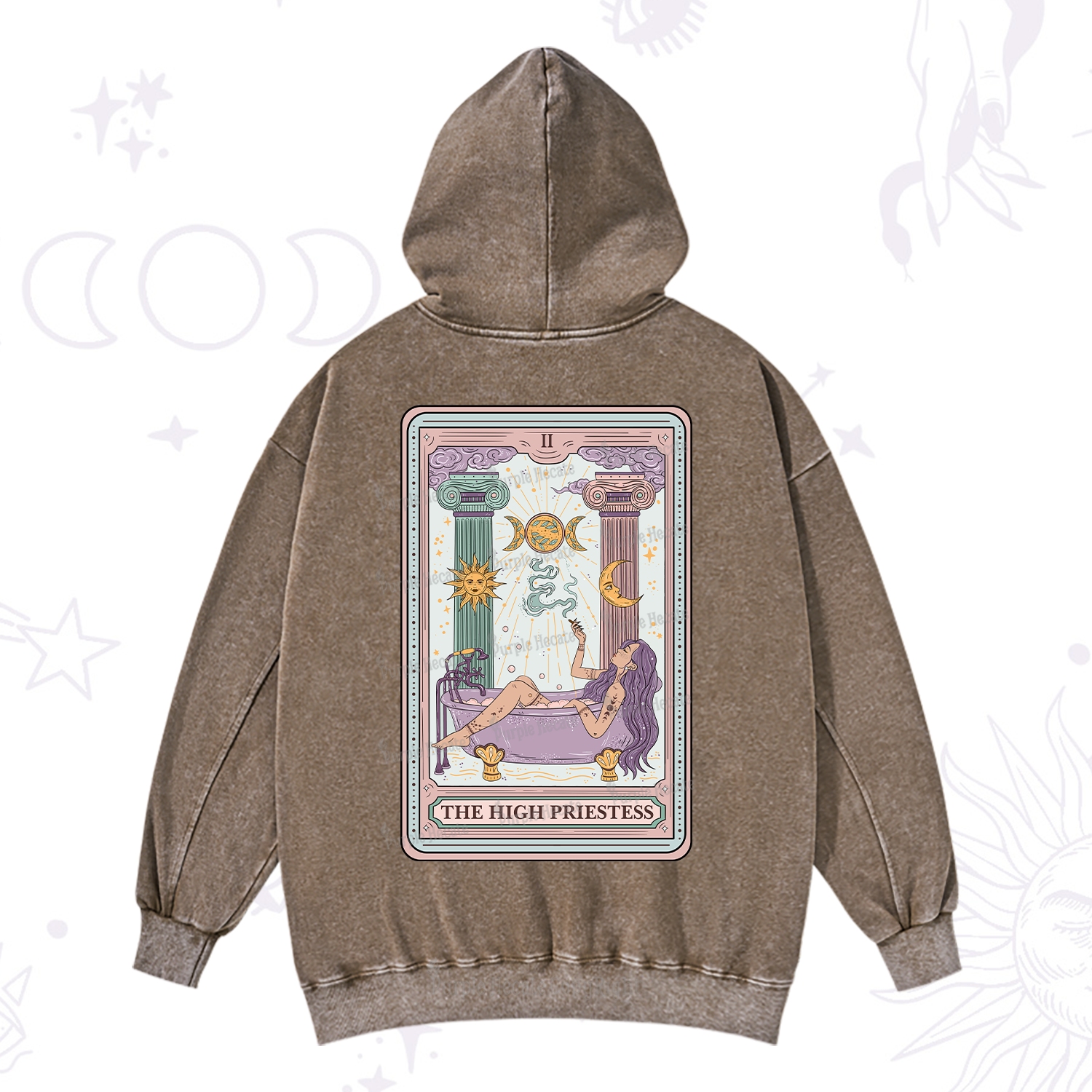 Purplehecate The High Priestess Tarot Washed Hoodie