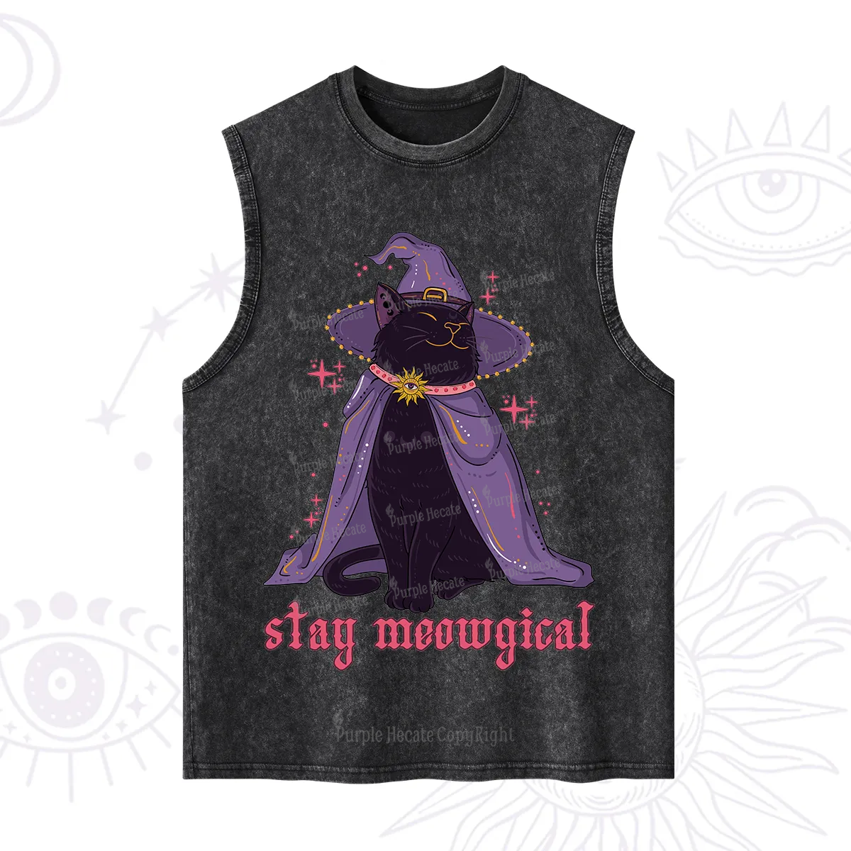 Purplehecate Stay Meowgical Cat Washed Tank