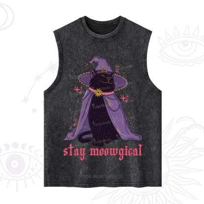 Purplehecate Stay Meowgical Cat Washed Tank