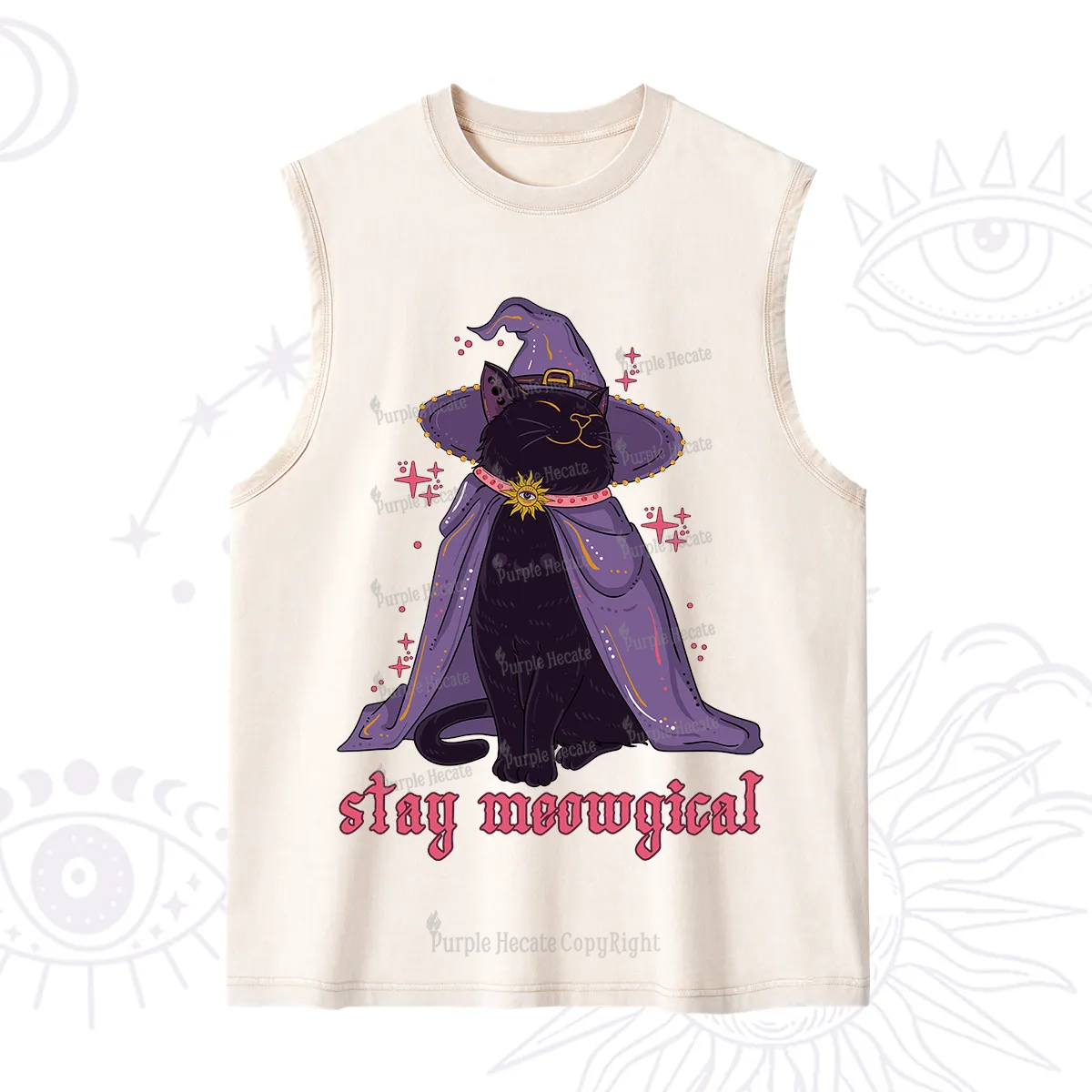 Purplehecate Stay Meowgical Cat Washed Tank