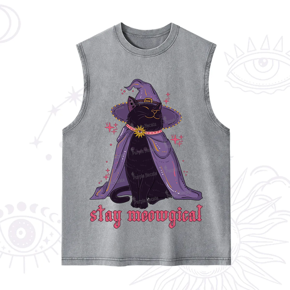 Purplehecate Stay Meowgical Cat Washed Tank