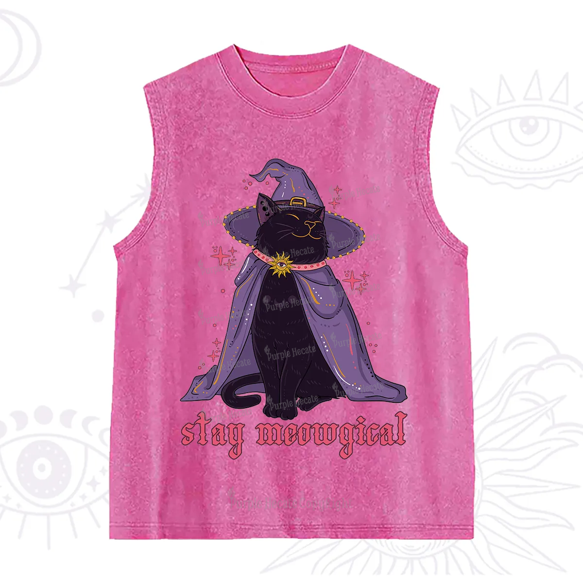 Purplehecate Stay Meowgical Cat Washed Tank