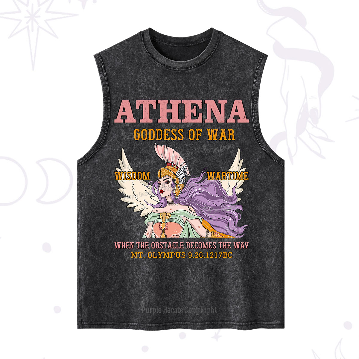 Purplehecate Wise War Goddess Athena Washed Tank