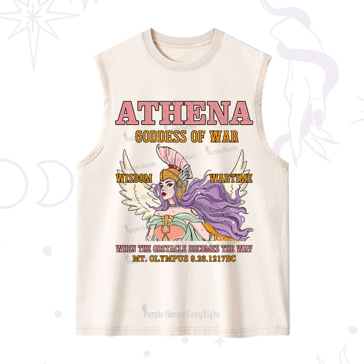 Purplehecate Wise War Goddess Athena Washed Tank