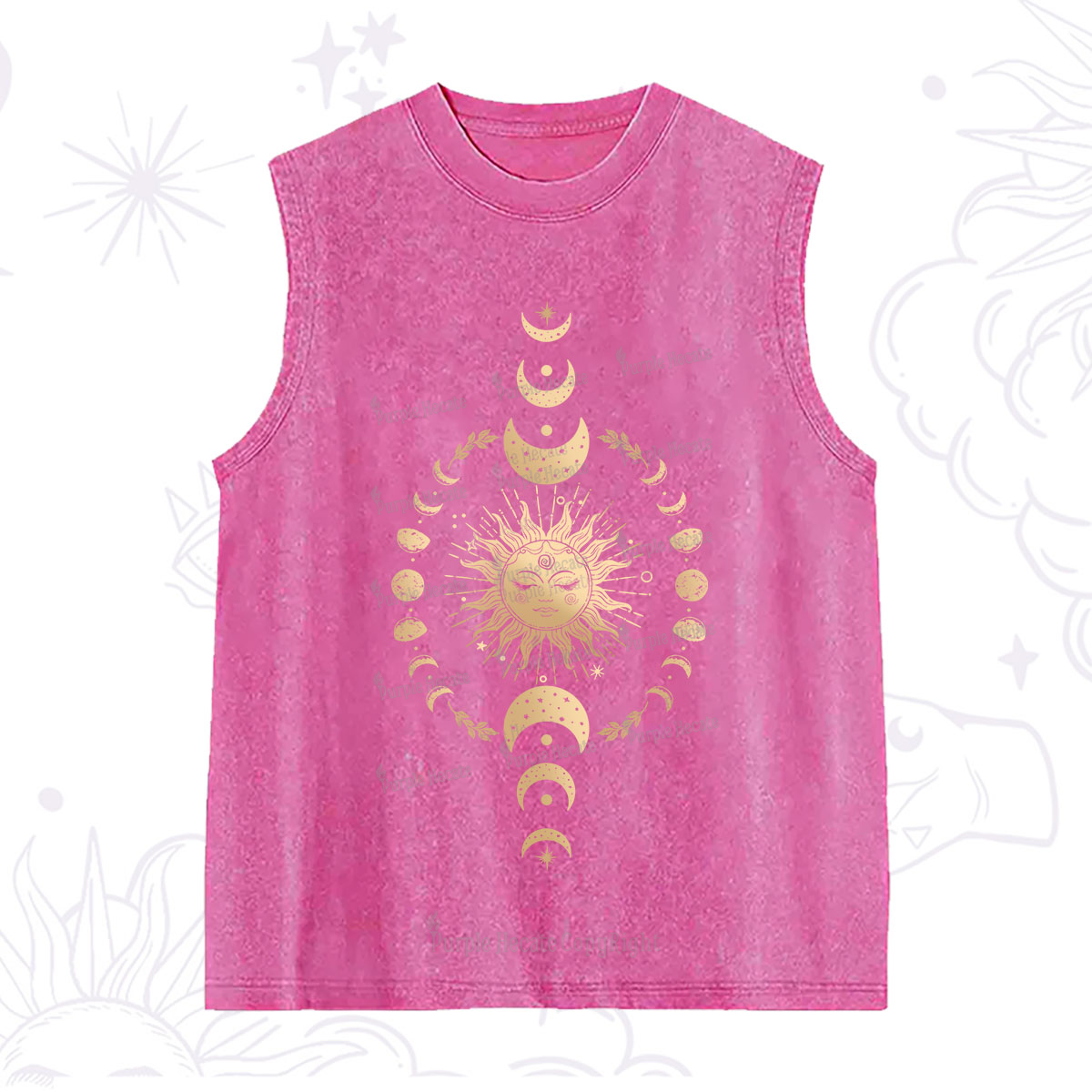 Purplehecate Celestial Sun & Moon Phases Washed Tank