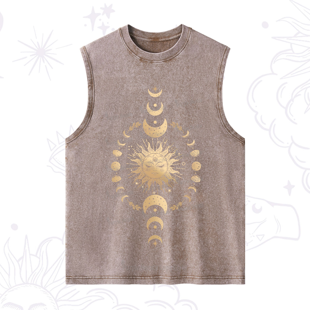 Purplehecate Celestial Sun & Moon Phases Washed Tank