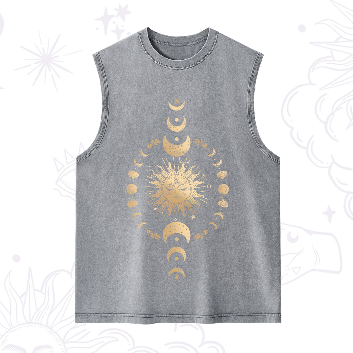 Purplehecate Celestial Sun & Moon Phases Washed Tank