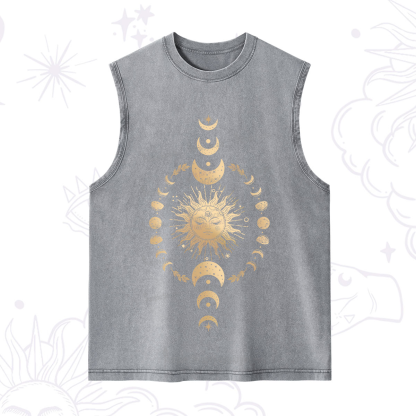 Purplehecate Celestial Sun & Moon Phases Washed Tank