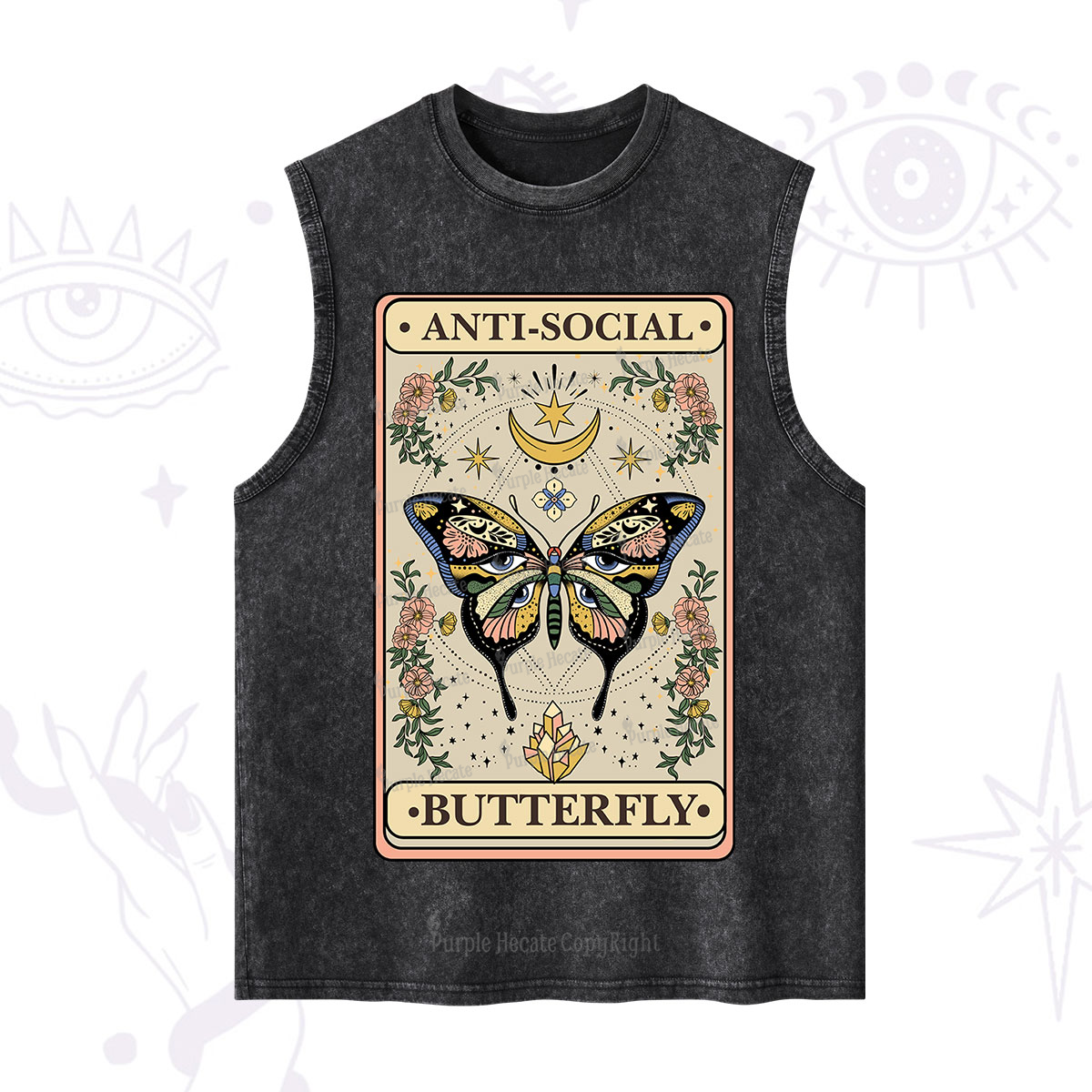 Purplehecate The Anti Social Nutterfly Oracle Card Washed Tank