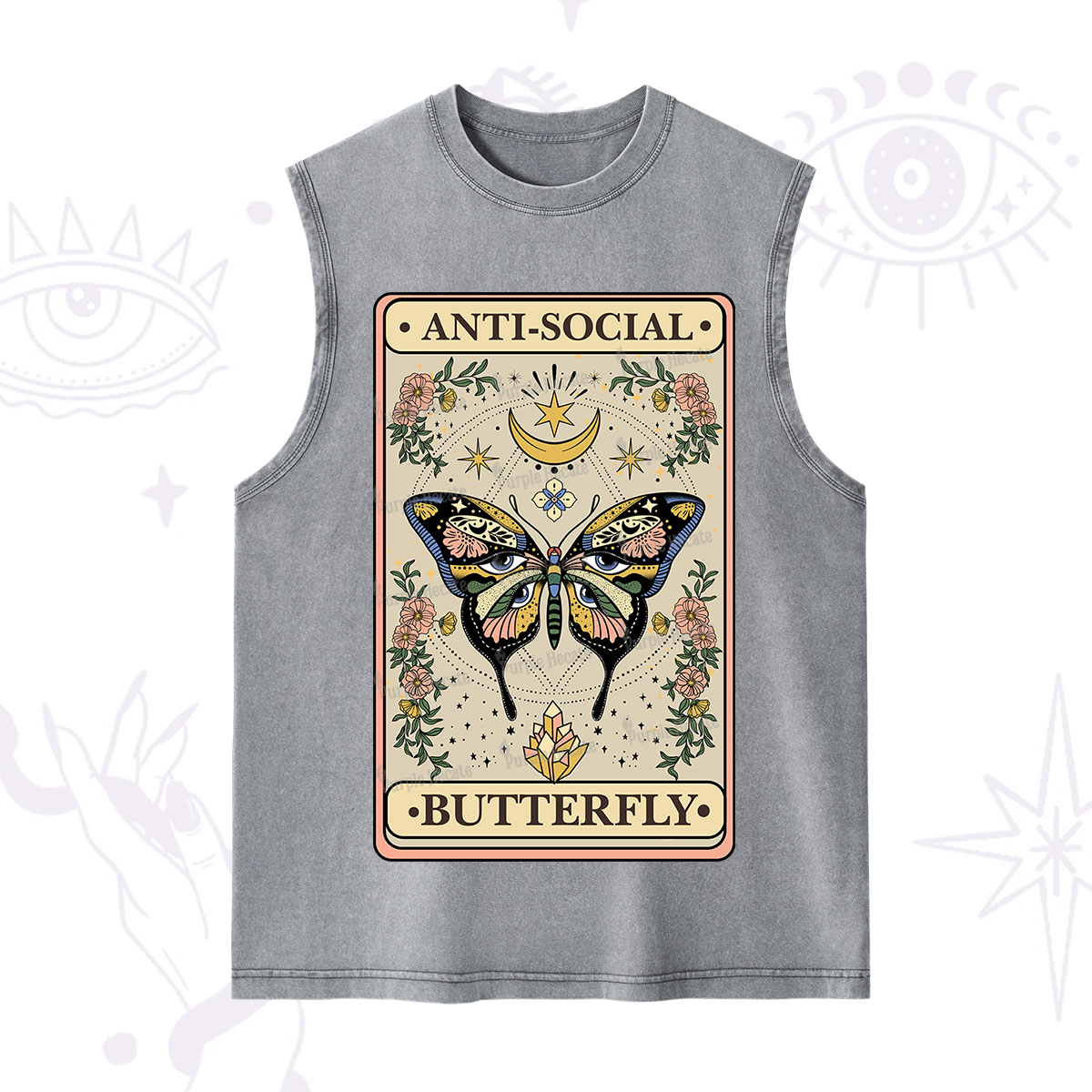 Purplehecate The Anti Social Nutterfly Oracle Card Washed Tank