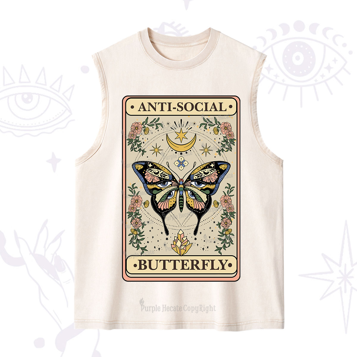 Purplehecate The Anti Social Nutterfly Oracle Card Washed Tank